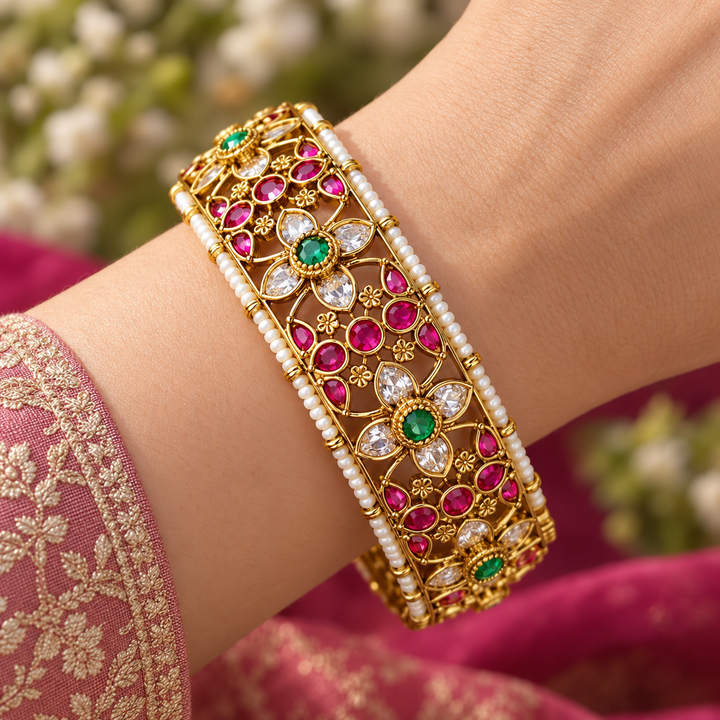 Exquisite  Floral Festive Screw Bangle