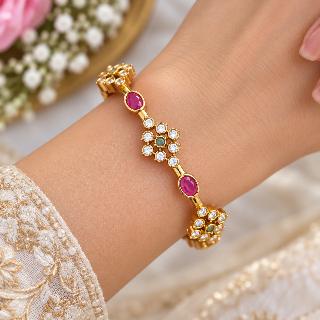 Elegant Gold-Plated Festive Bangle Bracelet