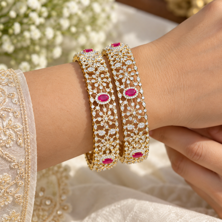 Exquisite American Diamond Festive Bangles