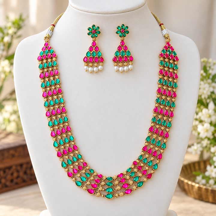 Multicolour Indian Necklace Set for Festive Glam