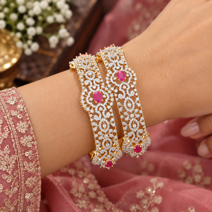 Luxurious American Diamond Wedding Bangles - Sparkle & Glow