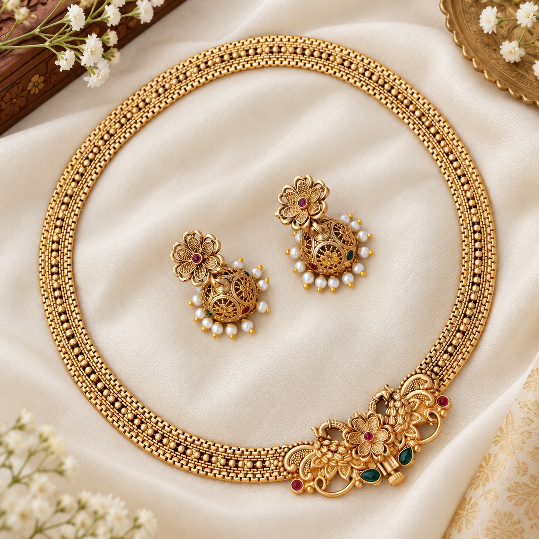 Radiant Gold-Plated Necklace for Festive Celebrations