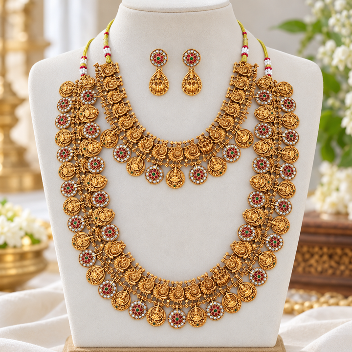 Enchanting Temple Gold Bridal Necklace Set