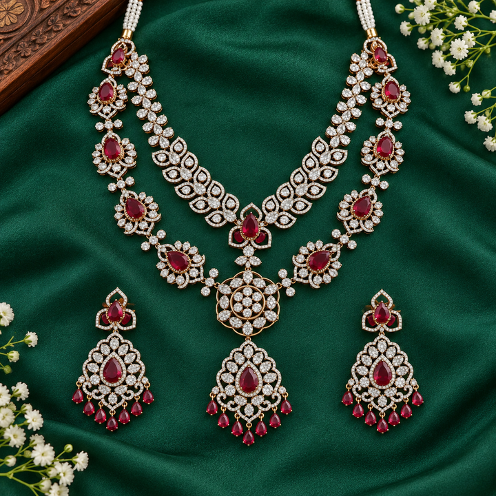 Dual-Tone Victorian Floral AD Short Necklace