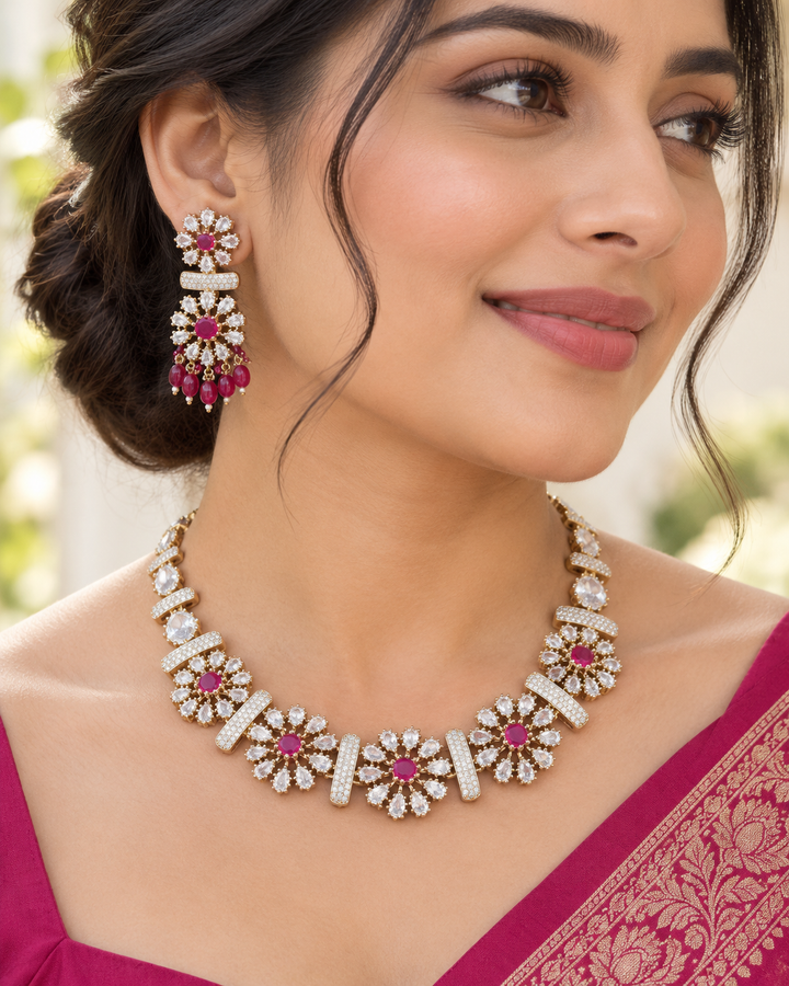 Ruby Victorian AD Flower Necklace