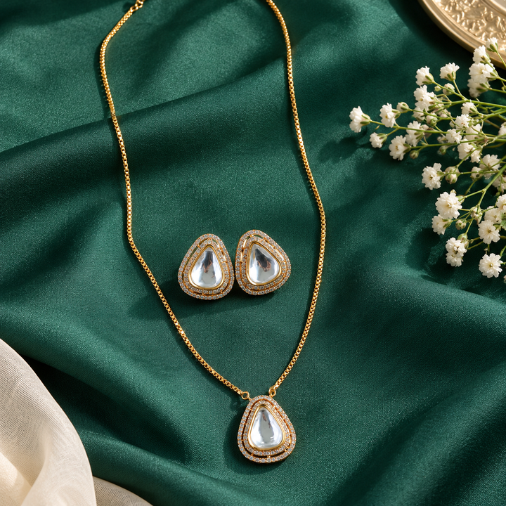 Victorian AD Long Chain - Triangle Stone Pendant