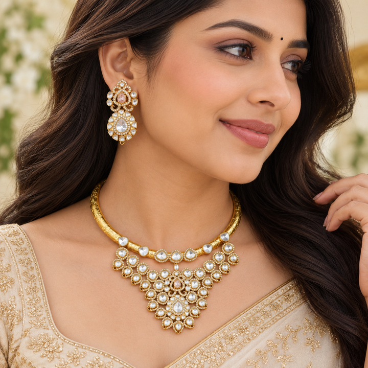 Victorian AD Hasli Choker with Sparkling Floral Design