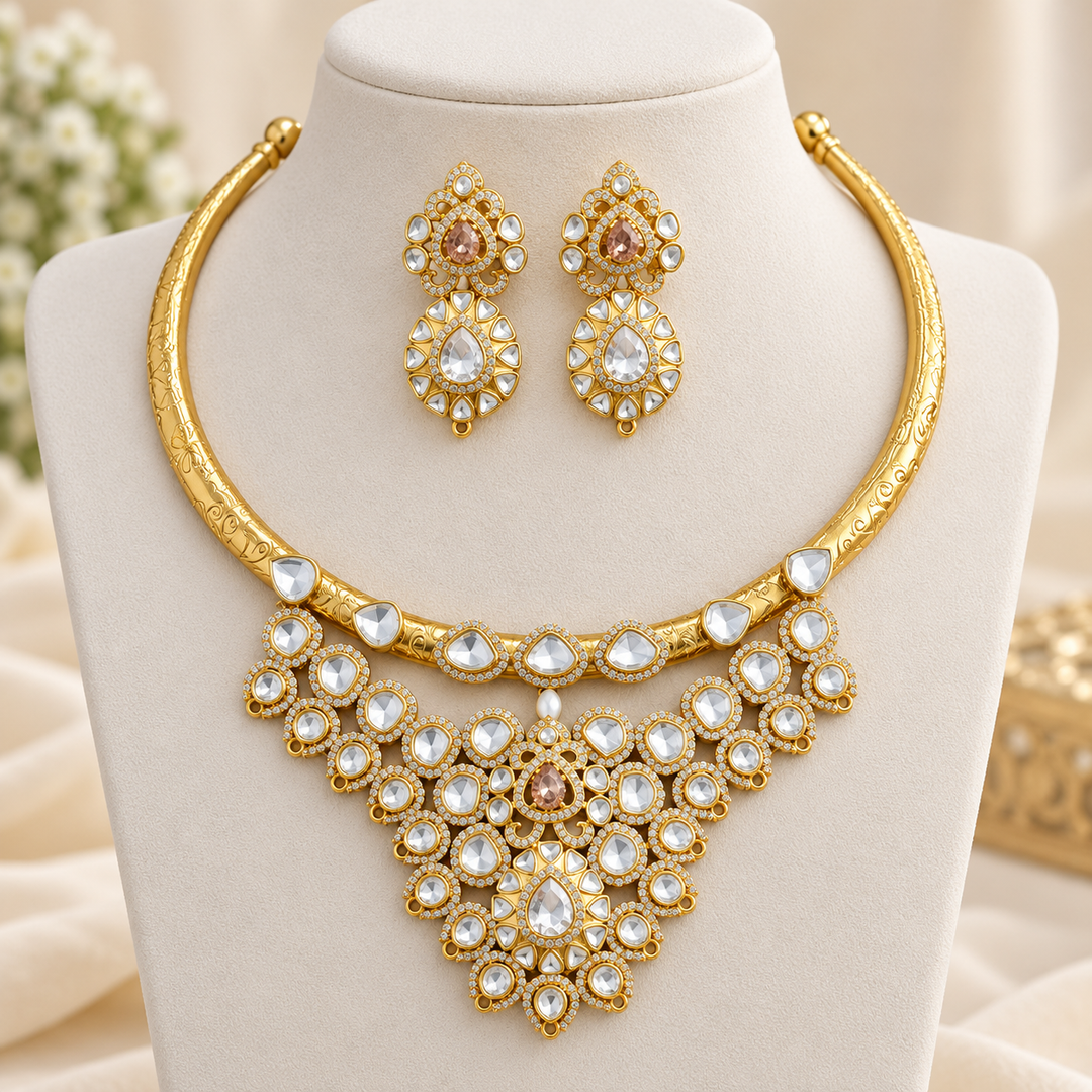 Victorian AD Hasli Choker with Sparkling Floral Design