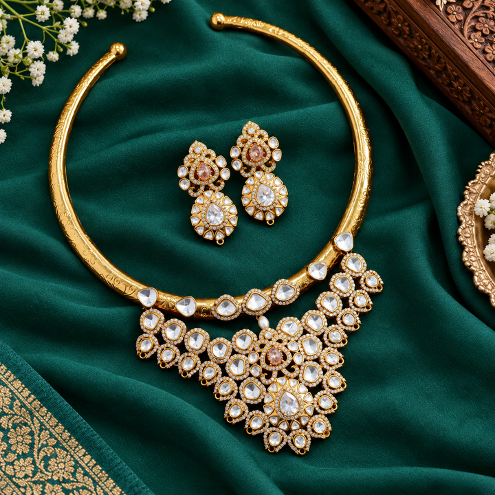 Victorian AD Hasli Choker with Sparkling Floral Design