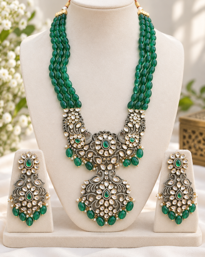 Victorian AD Stone Peacock Pendant Necklace