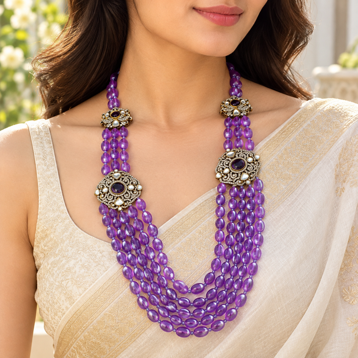 Victorian AD Purple Beaded Statement Haram