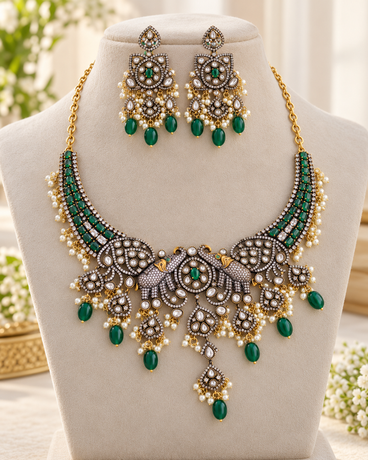 Floral Gutta Pusalu Victorian AD Necklace – Short