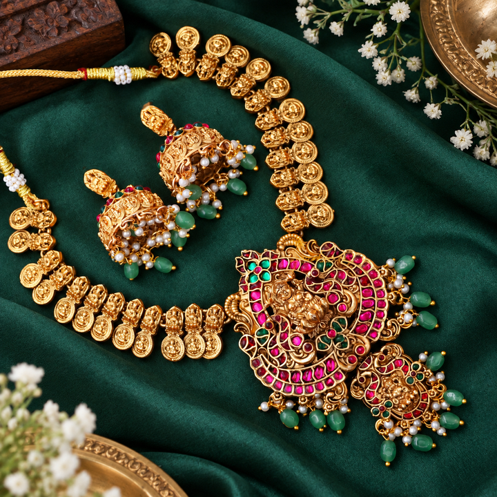 Regal budgeted Gold Necklace Set for Weddings