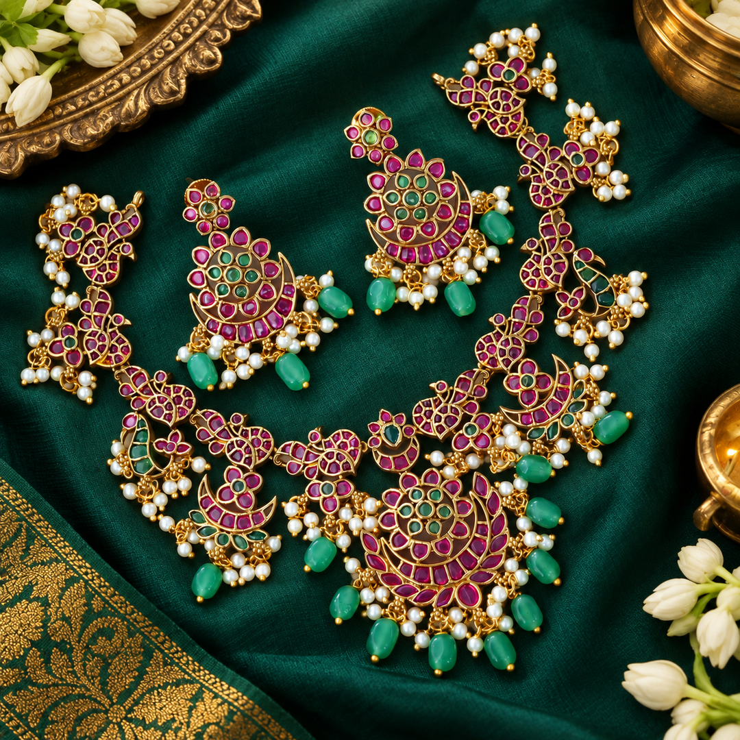 Exquisite Jadau Short Necklace for Festive Elegance