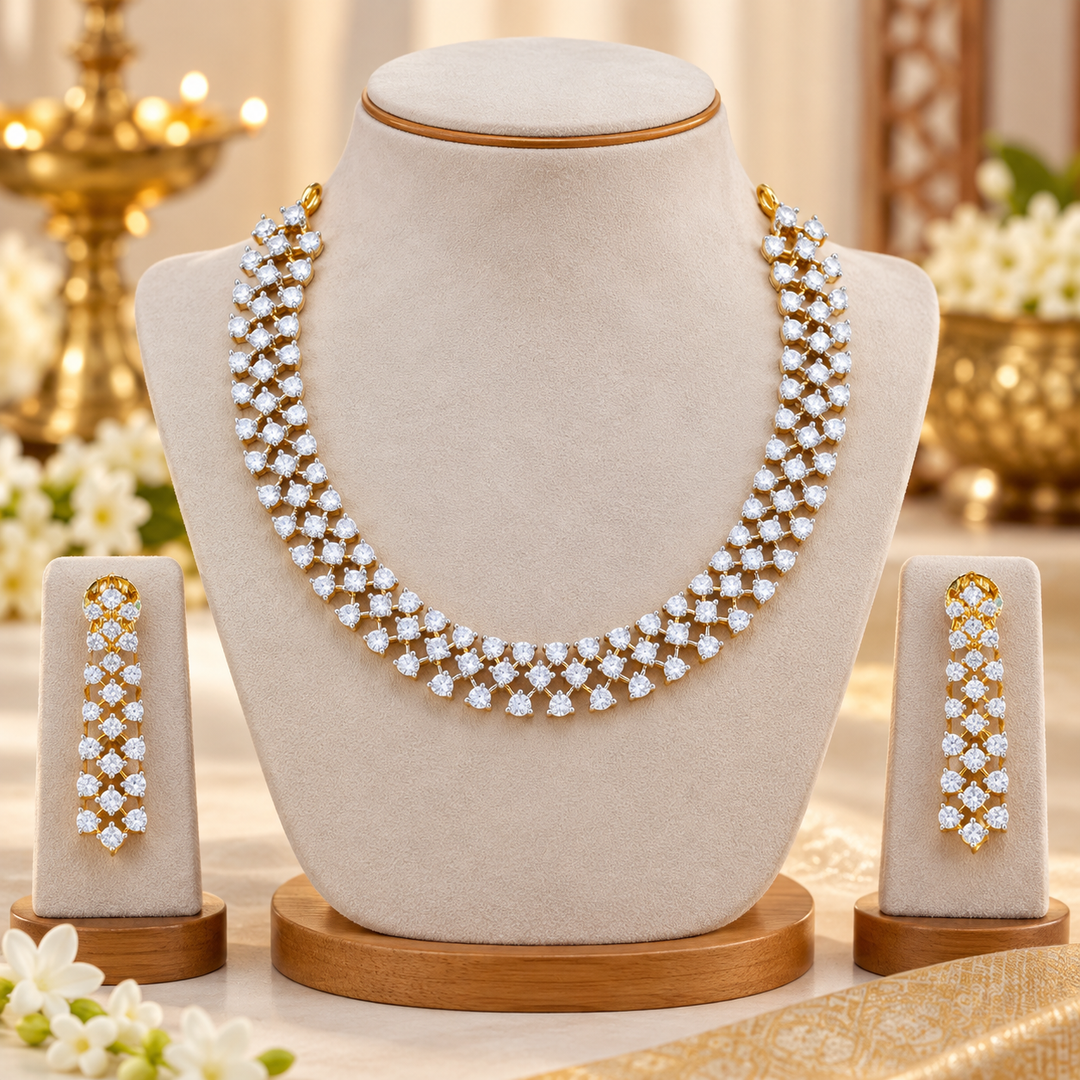 Exquisite American Diamond Necklace Set – Perfect for Weddings