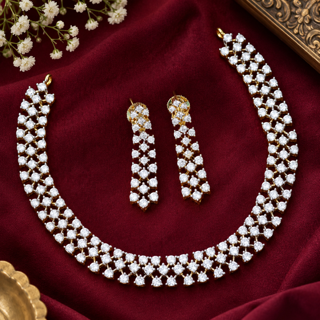 Exquisite American Diamond Necklace Set – Perfect for Weddings