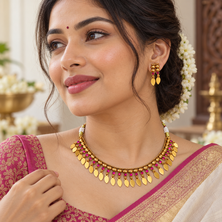 Kerala Wedding Necklace - Gold Plated Elegance