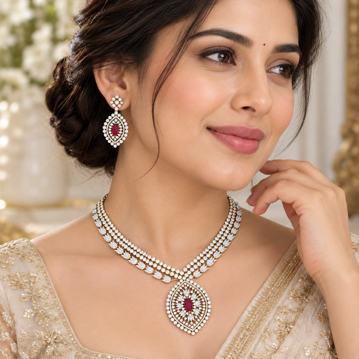 Elegant American Diamond Wedding Necklace Set