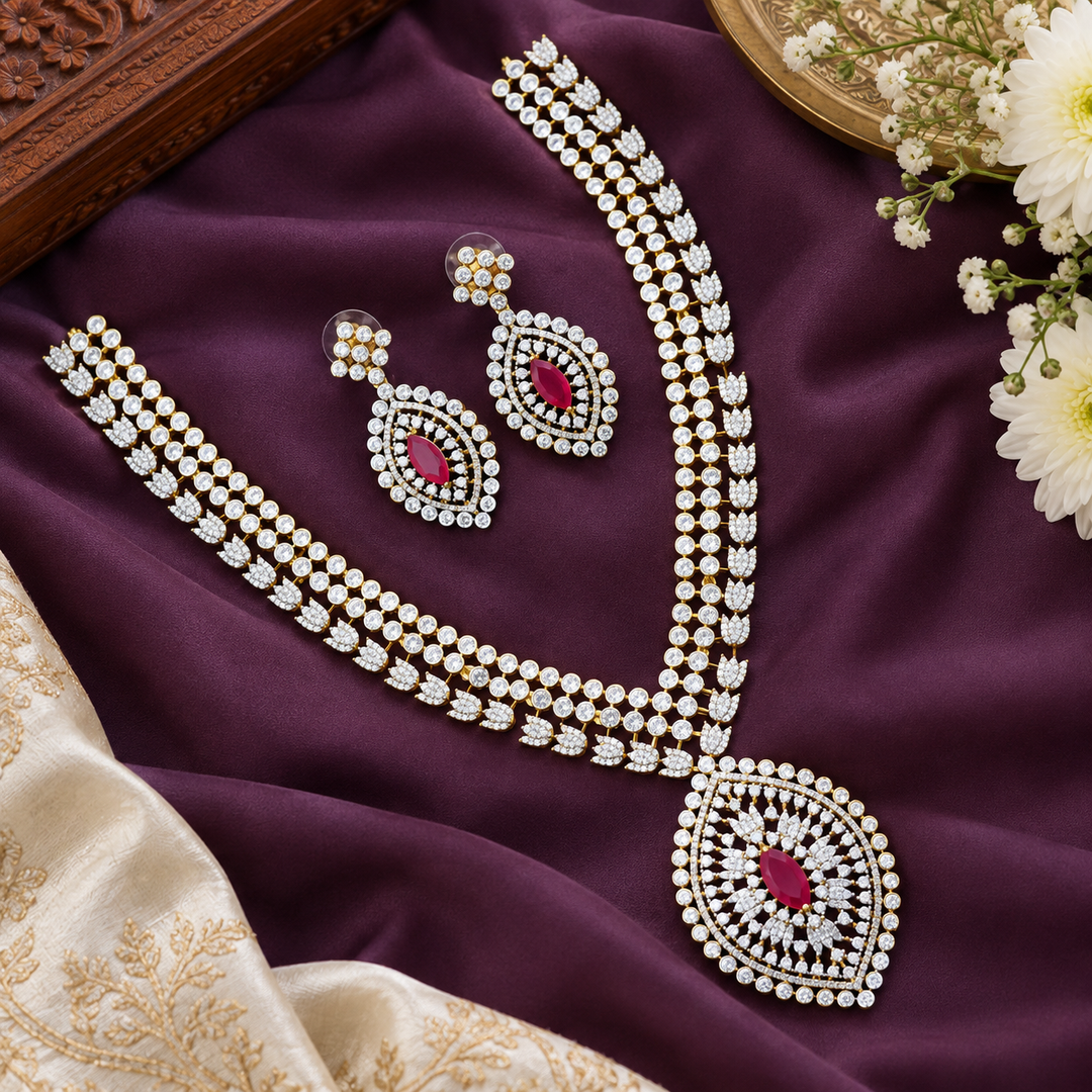Elegant American Diamond Wedding Necklace Set