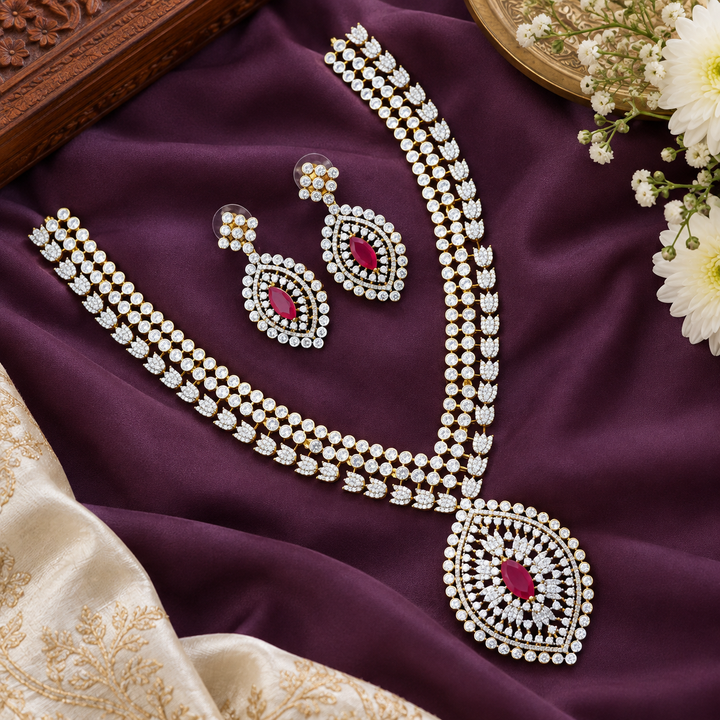 Elegant American Diamond Wedding Necklace Set