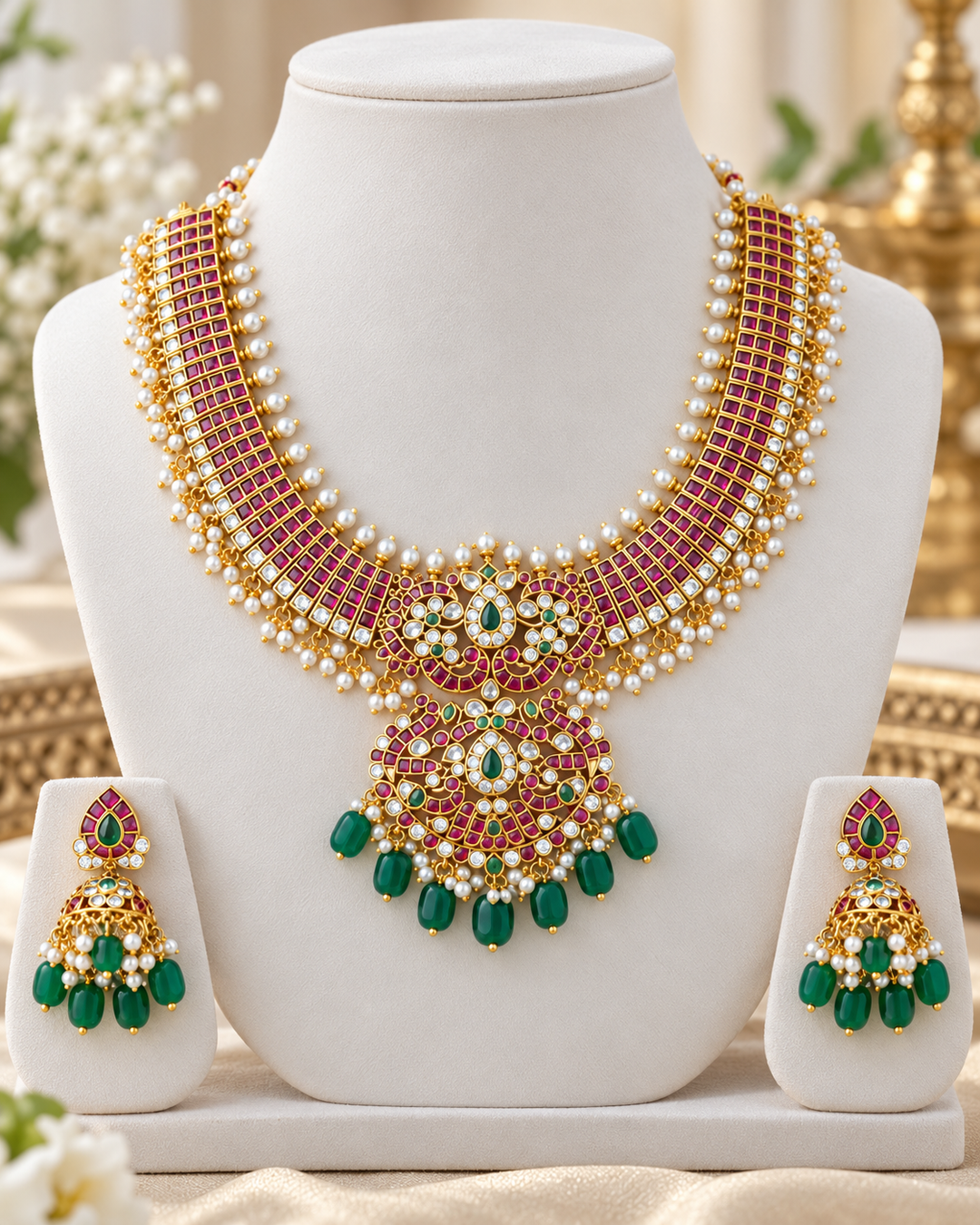 Exquisite Gold Jadau Necklace for Festive Weddings | Shop Now