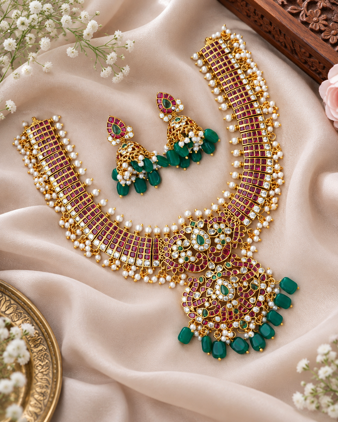 Exquisite Gold Jadau Necklace for Festive Weddings | Shop Now