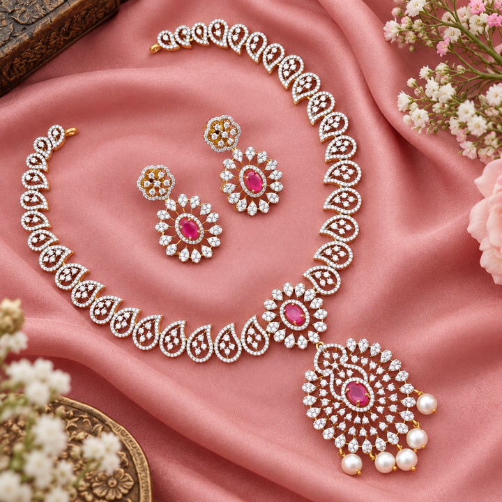 Radiant American Diamond Festive Jewelry Set