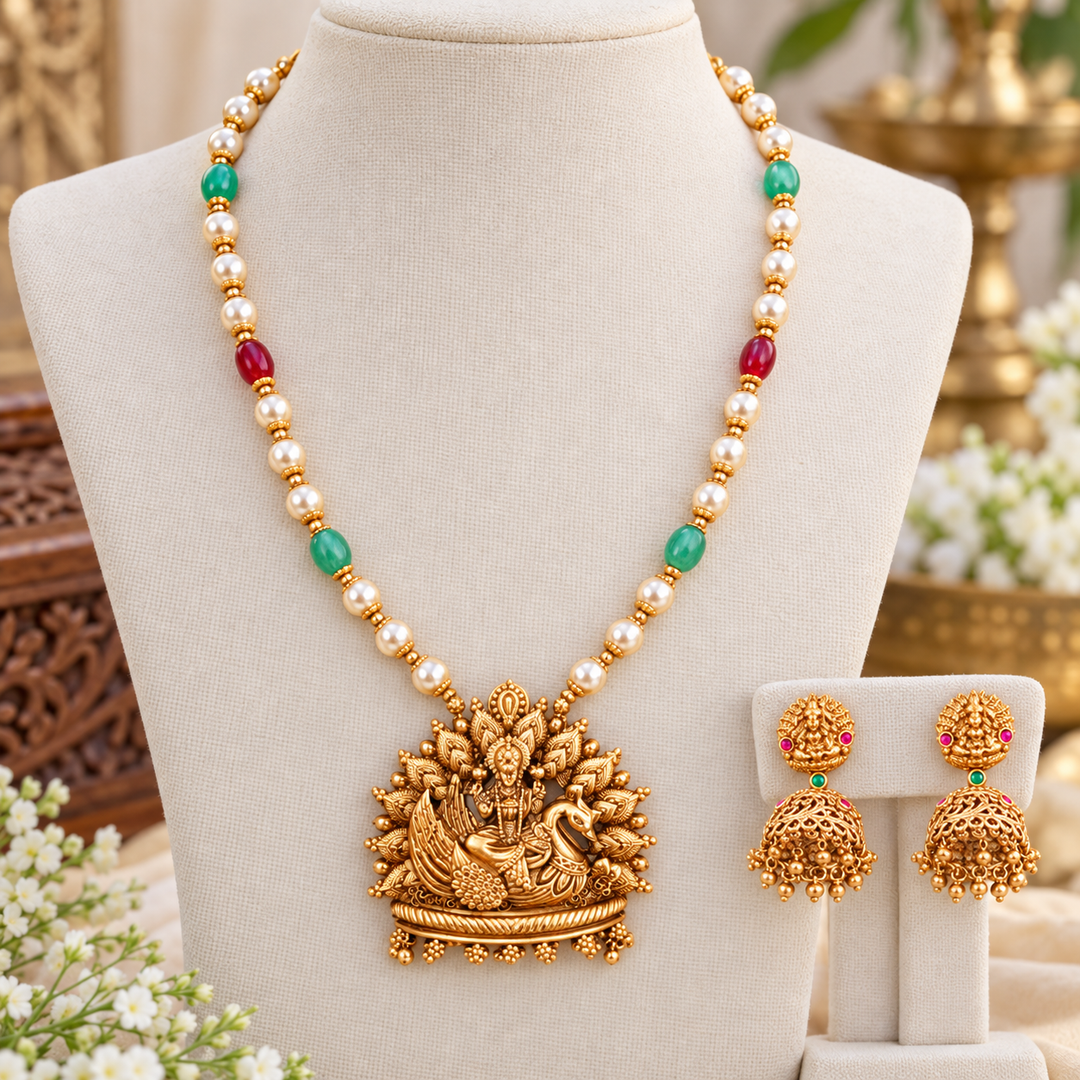 Exquisite Lakshmi Gold Necklace for Weddings