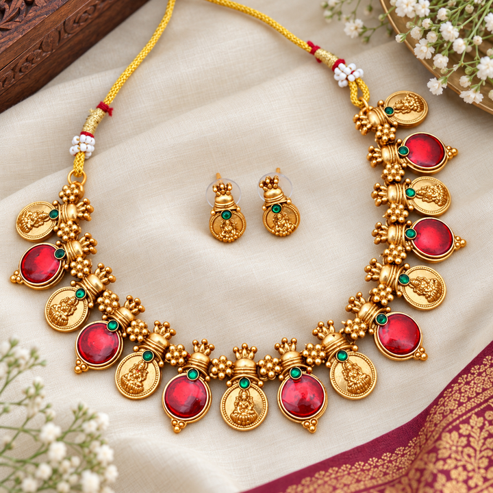 Gold Coin Necklace Set for Weddings & Celebrations