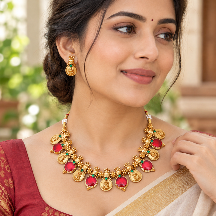 Gold Coin Necklace Set for Weddings & Celebrations