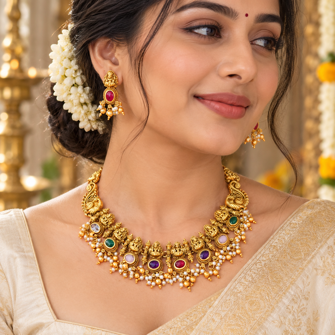 Gold Temple Necklace: Elegance for Festive Occasions