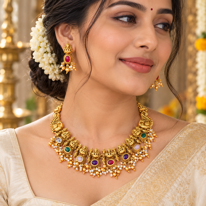 Gold Temple Necklace: Elegance for Festive Occasions