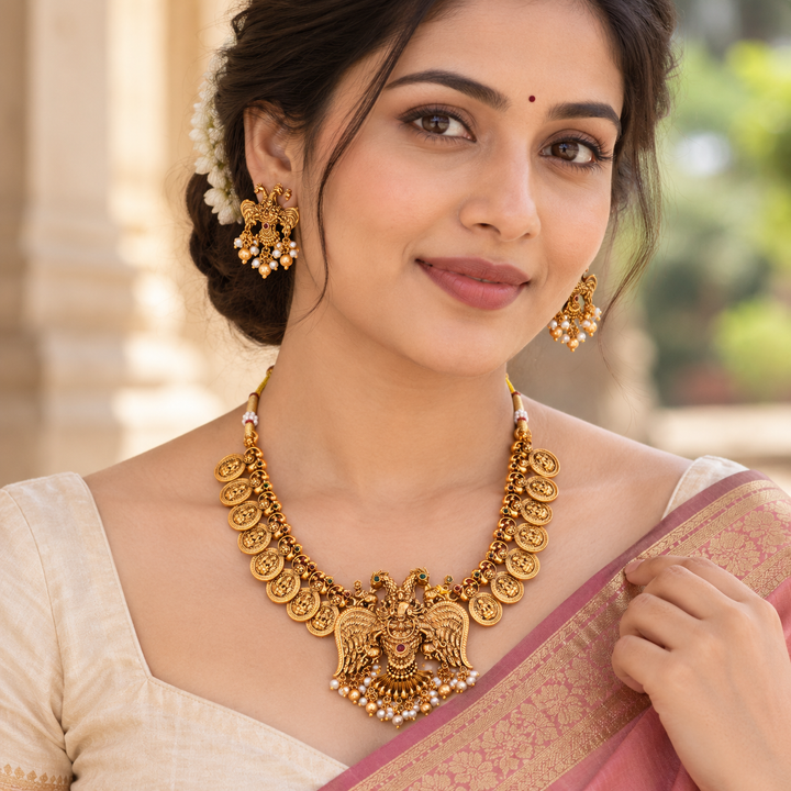 Exquisite Coin & Temple Necklace for Celebrations