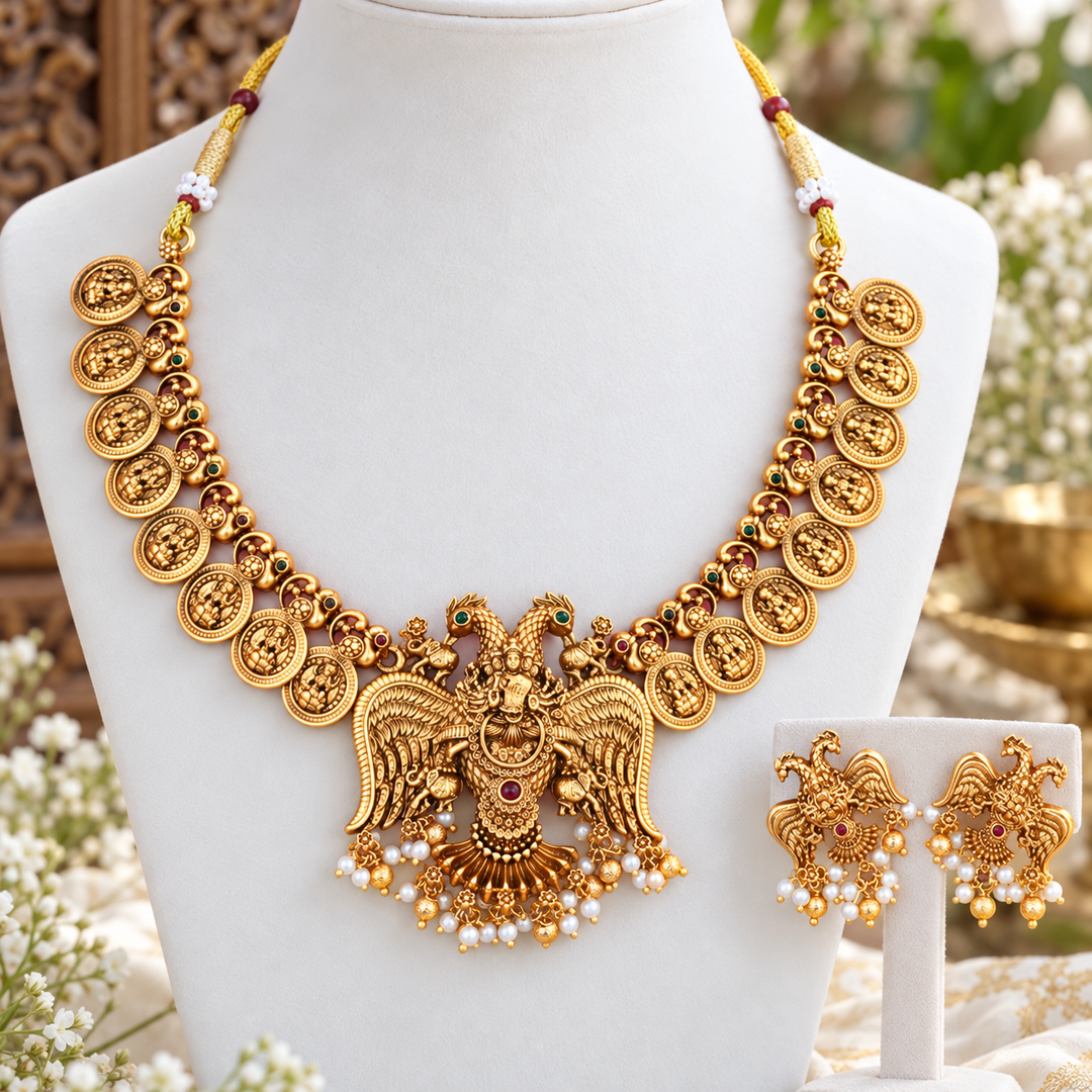 Exquisite Coin & Temple Necklace for Celebrations