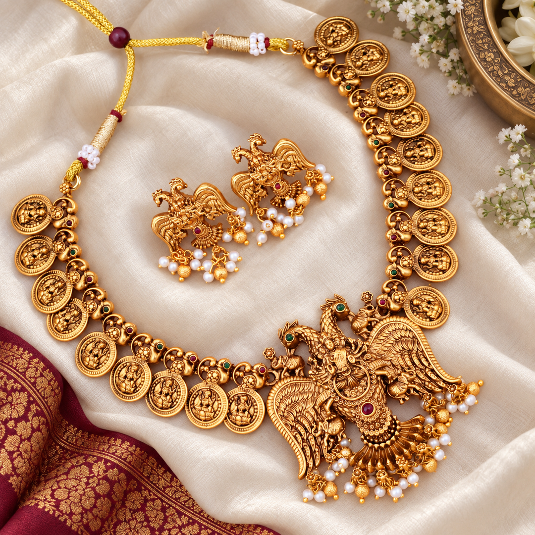 Exquisite Coin & Temple Necklace for Celebrations