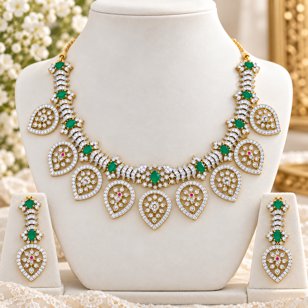Exquisite American Diamond Necklace & Earrings Set