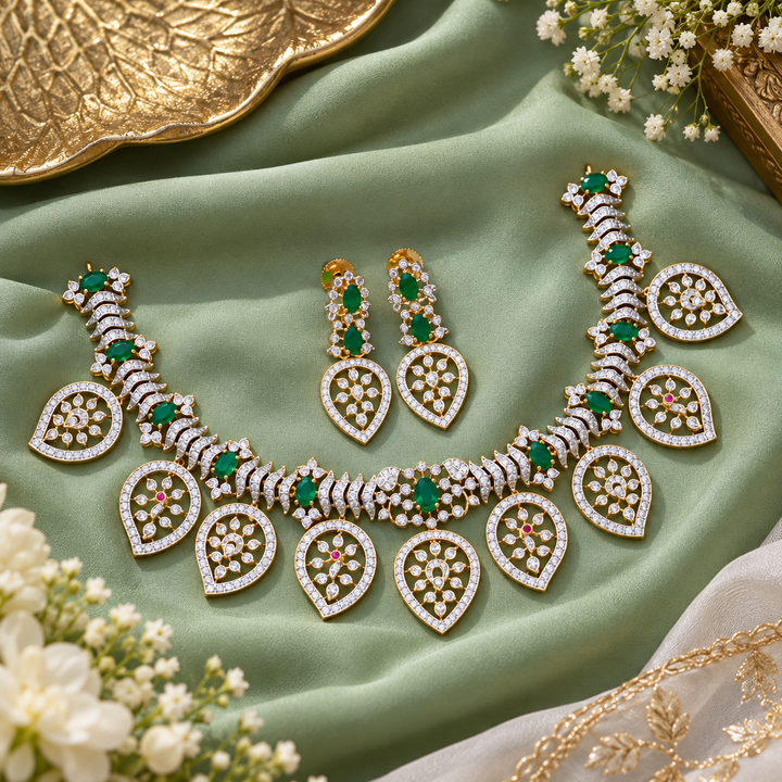 Exquisite American Diamond Necklace & Earrings Set