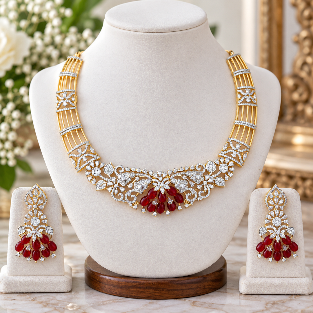 Exclusive American Diamond Wedding Necklace Set