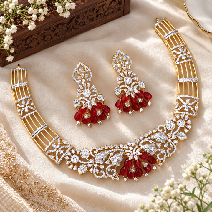 Exclusive American Diamond Wedding Necklace Set