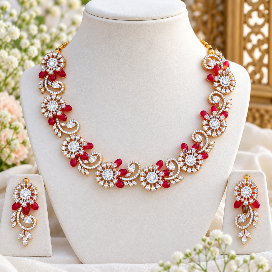 Exquisite American Diamond Necklace & Earrings Set