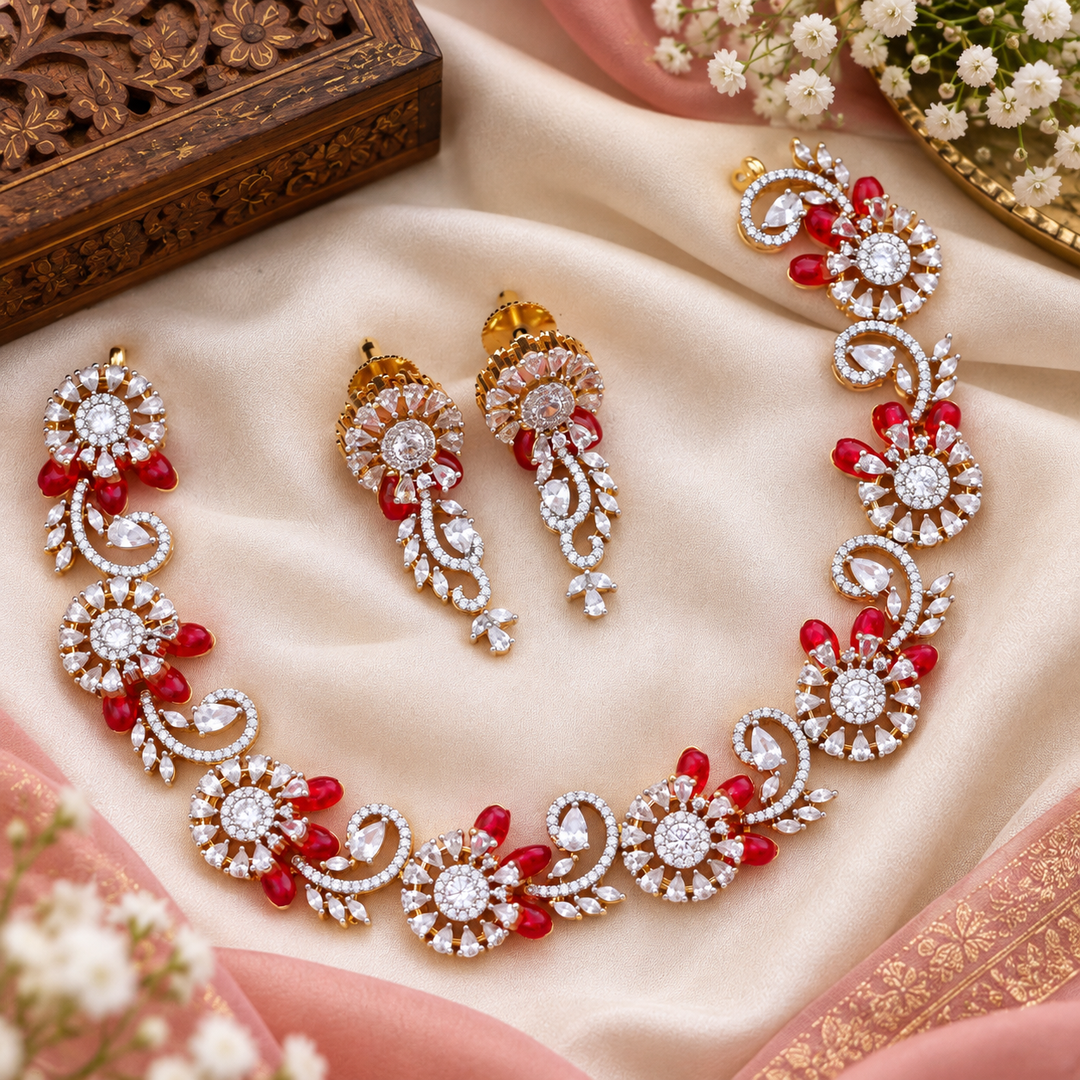 Exquisite American Diamond Necklace & Earrings Set