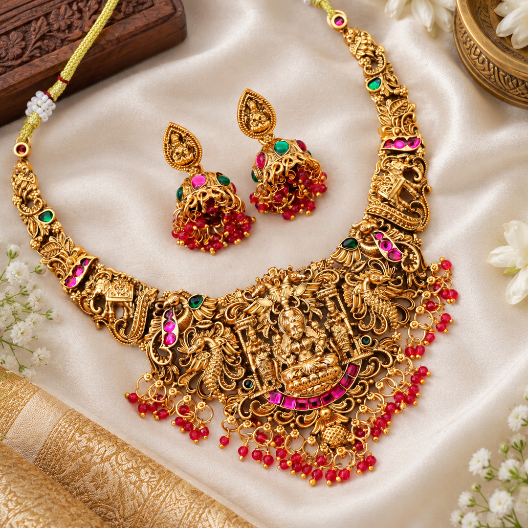 Exquisite Short Temple Necklace for Festive Elegance