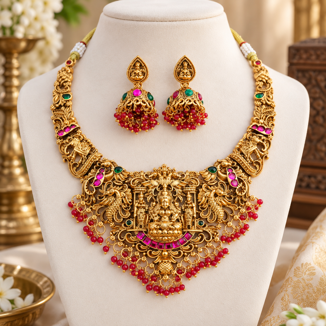 Exquisite Short Temple Necklace for Festive Elegance