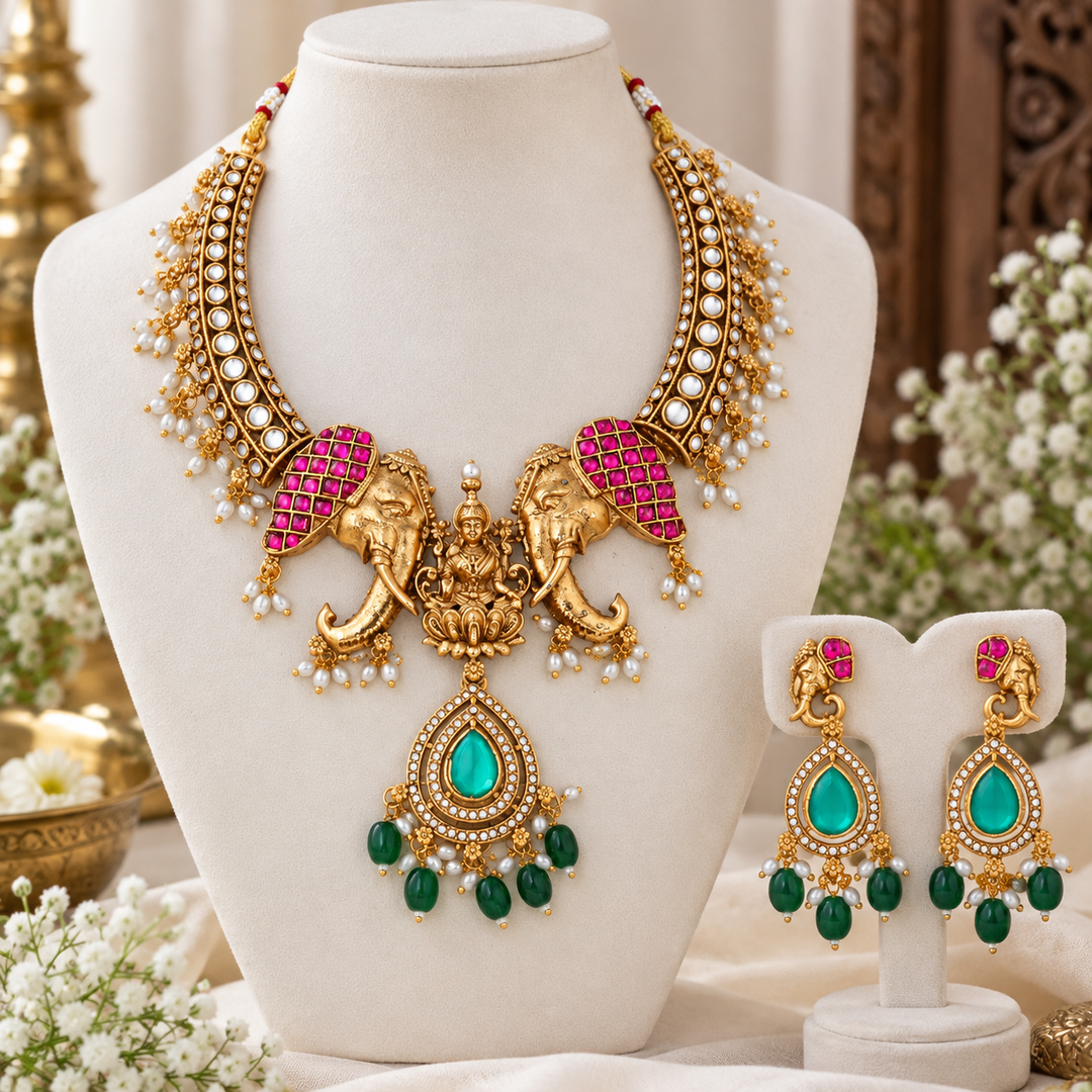 Stunning Temple Jewelry Set for Weddings & Festivities