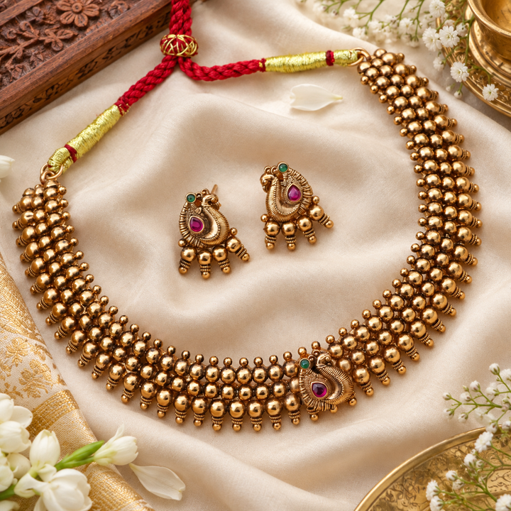 Exquisite Gold-Toned Wedding Necklace Set Online