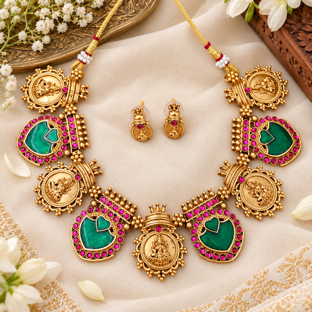 Stunning Kerala Gold Short Necklace - Perfect for Weddings