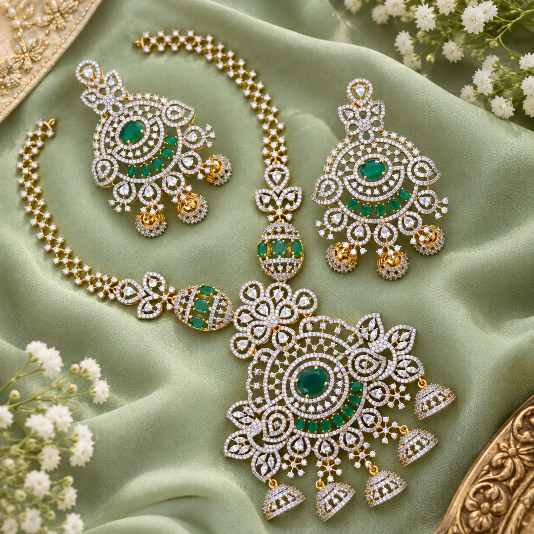 Stunning American Diamond Short Necklace for Weddings