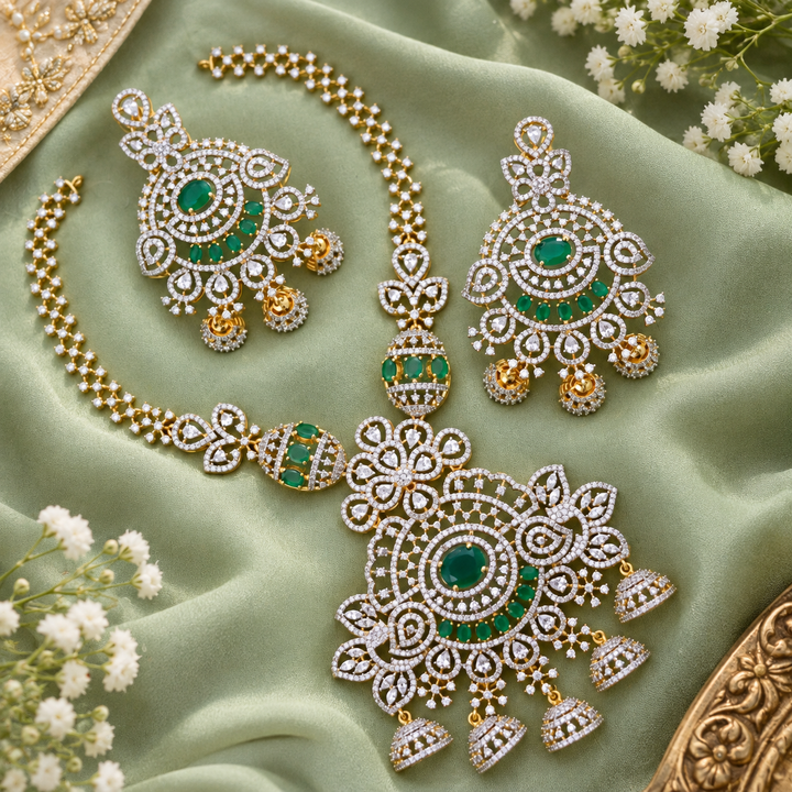 Stunning American Diamond Short Necklace for Weddings