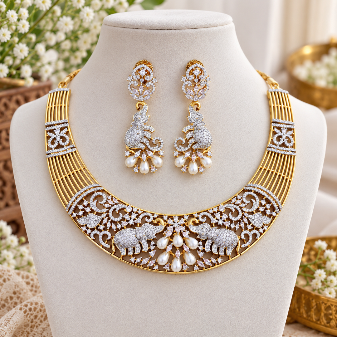 Exquisite American Diamond Necklace Set for Weddings