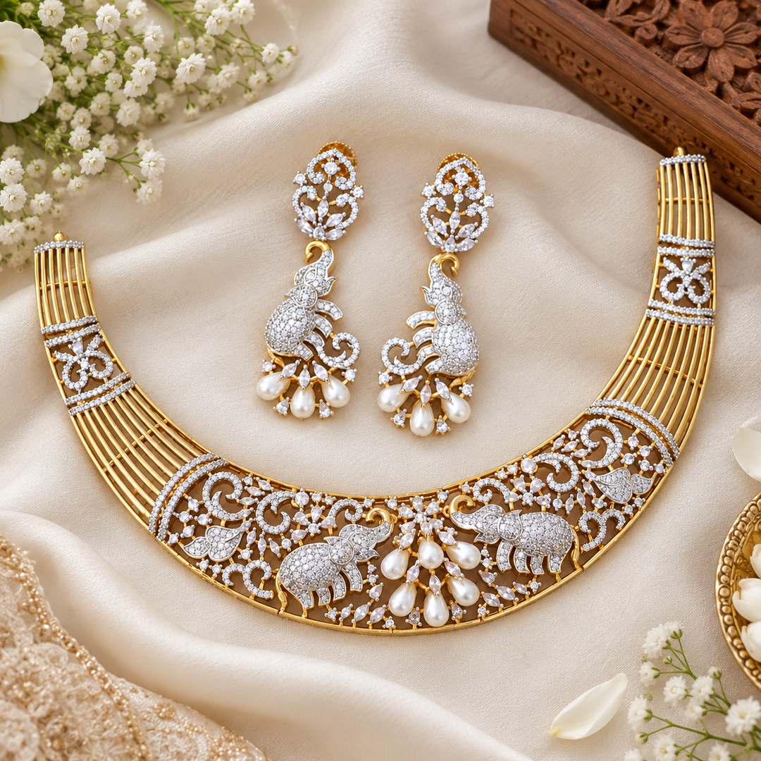 Exquisite American Diamond Necklace Set for Weddings